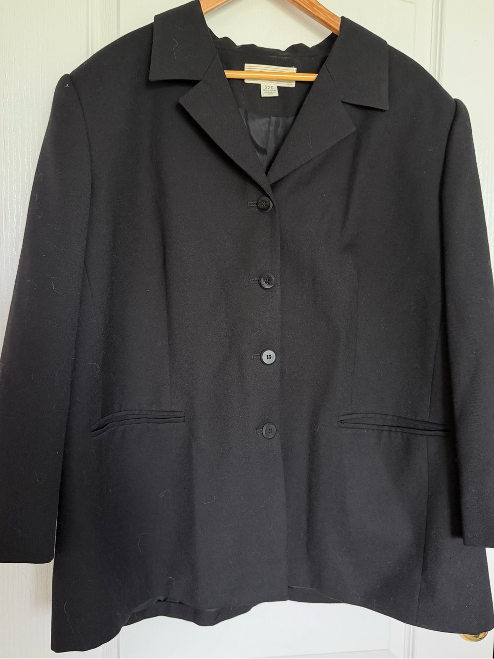 Jones Wear Classic Pure Wool Black Single-Breast Blazer (PlusPetite US22 Short)